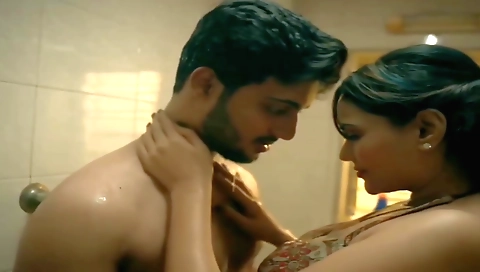 Indian blonde with big boobs and a small titties has sex