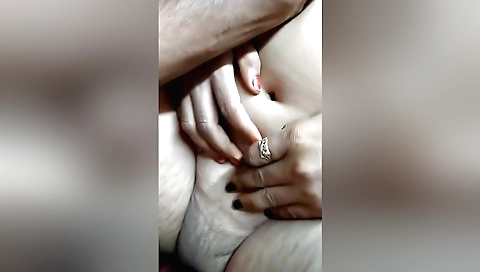 Hairy big booty brunette babe with a bush is having fun