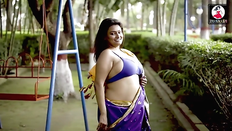 Big boobs brunette in stockings in private outdoor