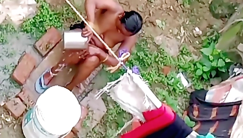 Indian boy takes out camera and records a naked bathroom