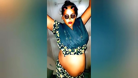 Amateur brunette girl is cooking and she is feeling good