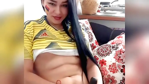 Indian girl with a nice ass is playing with a dildo