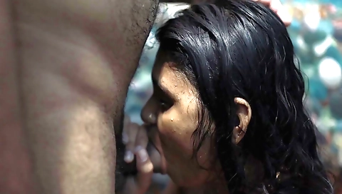 Indian stepsister and her stepsister are having a hot bath