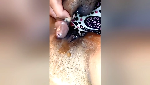 Busty girl is on her back and a guy fucks her tight pussy