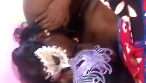 Indian brunette in a tight black dress enjoys a 69 handjob