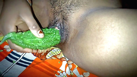 Ebony babe is masturbation to her fans with a pussy dildo