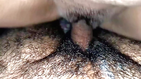 Indian hairy girl fucks a big dick in a hairy pussy