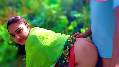 Indian milf in the jungle getting fucked in outdoor movie