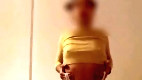 Brunette in white bikini masturbates on web camera