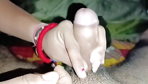 A desi bhabhi gets a handjob and a hard dick in her pussy