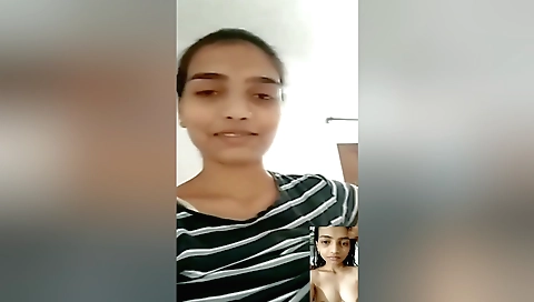 Sexy Indian chick showing off off her tits on webcam