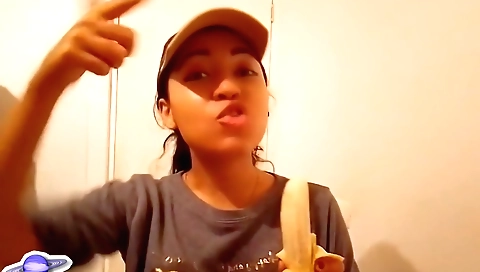 Amateur brunette milf in a sexy dress is alone in the kitchen