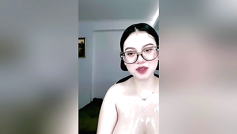 Indian solo girl in her pink bikini and white towels