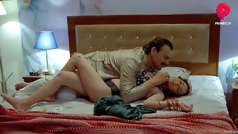 Brunette babe in sexy black lingerie and white stockings