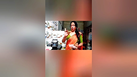 Horny teen brunette naked and fucked in the kitchen