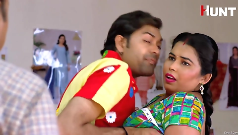 Chubby brunette with big booty is doing a sexy job