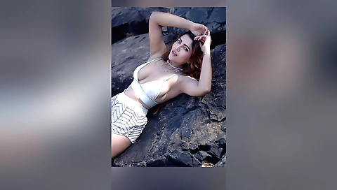 Amateur solo redhead showing off her big natural tits