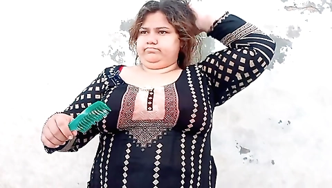 Solo female changes her clothes and makes herself happy