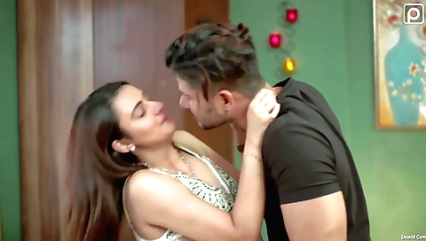 Beautiful brunette in a sexy bra is doing a great job