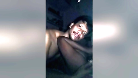 Amateur brunette with big boobs sucks and gets on bed