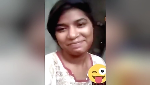 Buxom brunette shows her beautiful breasts on a video call