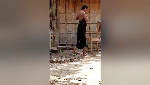 Hot indian brunette with big boobs 18+ naked outdoors