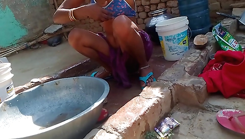 Indian babes is soaked wet when she takes care of her body