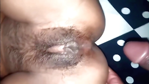 Indian woman with a hairy pussy is getting penetrated in her room