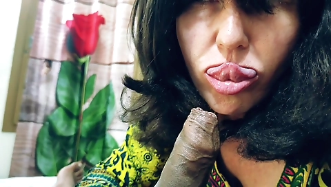 Indian milf with shaved pussy getting fucked by a big black cock