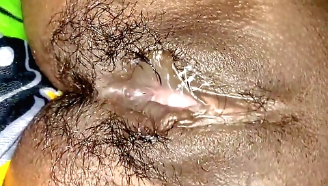 Stepsister masturbates her hairy pussy with her stepbrother