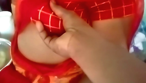 Indian woman with huge boobs rides his cock in her ass