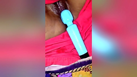 Indian girl in lingerie gives a handjob on the couch