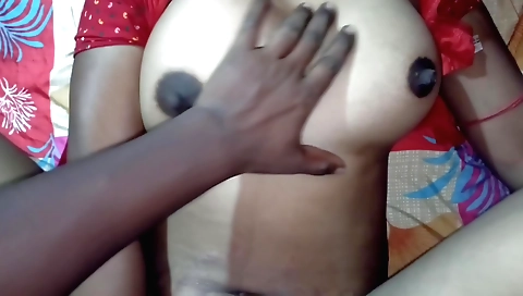 Indian girl is touching her pussy on bed in pov position