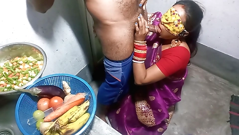 Indian amateur fuck in a kitchen in standing doggy pose