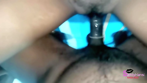 Amateur brunette showing her hairy pussy on the bed