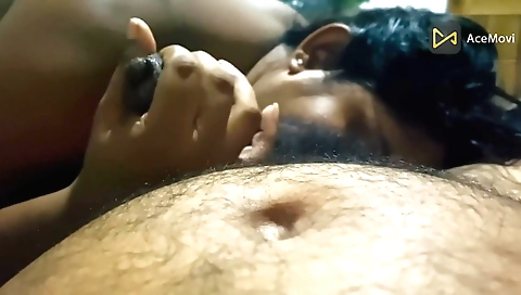 Handjob by a brunette in a sexy and kinky homemade video