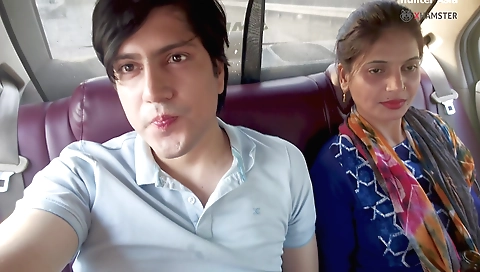 Indian girl in a red car gets fucked in front of the camera